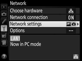 A Network Status Network status can be viewed in the top level of the network menu. Status area: The status of the connection to the host.