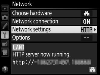 A Network Status Network status can be viewed in the top level of the network menu. Status area: The status of the connection to the host.
