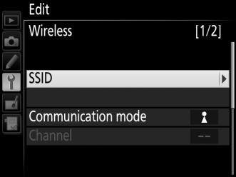 Wireless Edit the following wireless settings: SSID: Enter the name (SSID) of the network on which the host computer or ftp server is located.