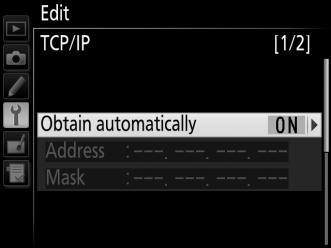 TCP/IP If the network is configured to supply IP addresses automatically, select Enable for Obtain automatically.