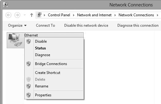Click Change adapter settings. 3 Open the network properties dialog.