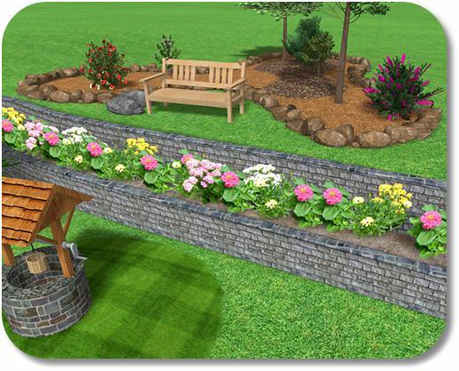 Landscaping on Sloping Terrain Realtime Landscaping Plus includes comprehensive support for sloping and uneven terrain.