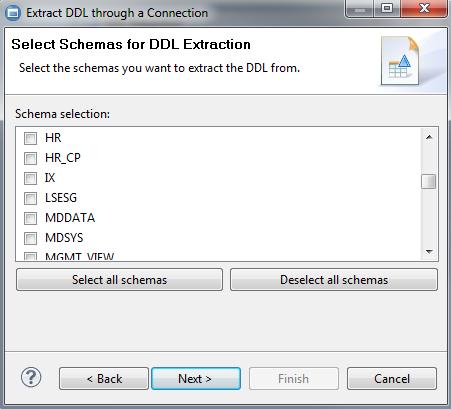 Note: The DDL Extraction creates a single file for all extracted objects.