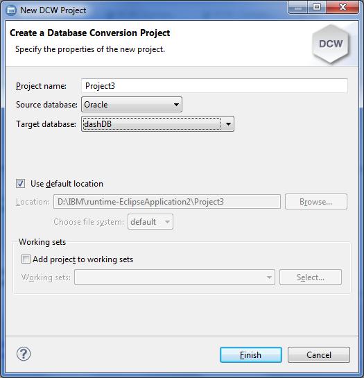 4. Set Up Your DCW Environment 4.1. Create a new DCW Conversion Project In order to access the functions of the Database Conversion Workbench, you need to create a new DCW project. i.