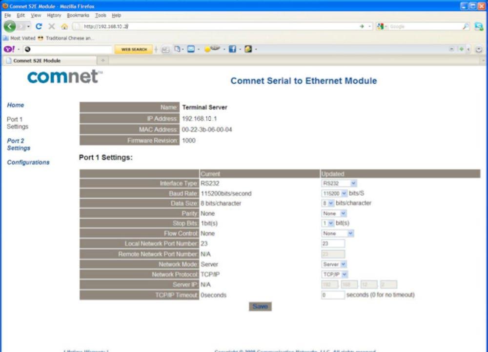 Using Terminal Server as a Serial Extender over Ethernet To use the Terminal Server as a serial extender over Ethernet, connect two terminal servers to your local Ethernet network.