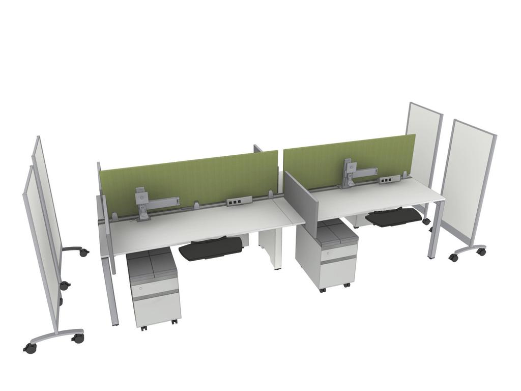 ASSOCIATE WORKSTATION FIXED HEIGHT LATAM AW-3 Frame one Benching 66x48 Wire Manager Power and data strip; work surface mounted Divisio Screens Mobile
