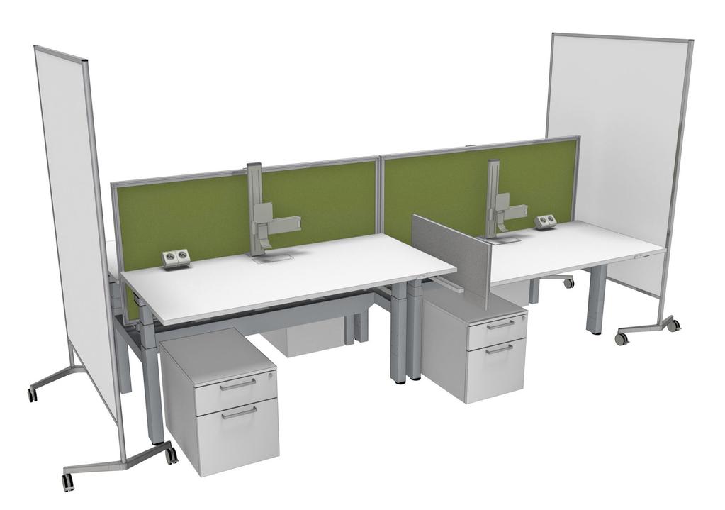 ASSOCIATE WORKSTATION HEIGHT ADJUSTABLE EMEA OPTION 02 AW-6 Ology Elecktric Bench 1600Dx3200W Optional Partito Screen Height Adjustable H790mm Optional Mobile Elements Pinboard Optional Divisio