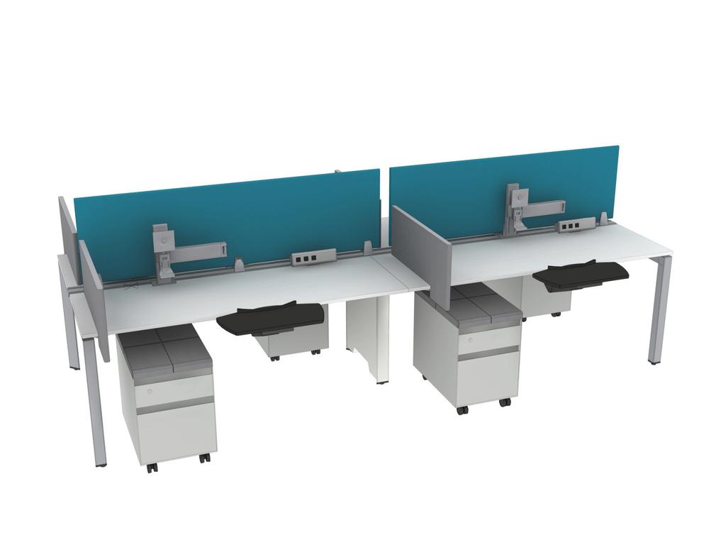 HOTELING FIXED HEIGHT LATAM H-3 Frame One Benching 66x48 Wire Manager Power and data strip; work surface mounted Divisio Screens
