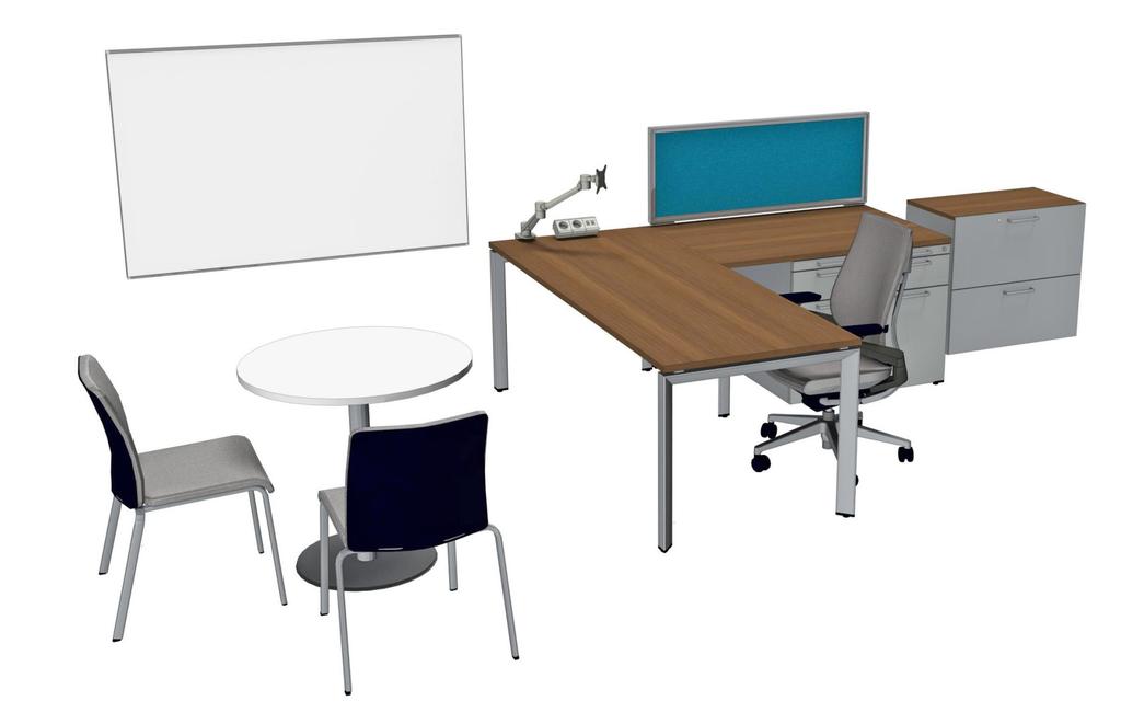 PRIVATE OFFICE VP EMEA PO-3 Frame One Straight Desk, 800Dx2000W Frame One Straight Top, 800Dx1200W Optional Tackable Partito Screen on Top H463mm (2) supporting Implicit Steel Standard 1/3/9, Depth