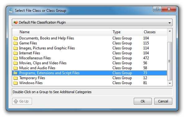 For example, in order to search for all changed programs, executable files and DLL libraries, select the 'Category' file search rule and press the '...' button to browse for available file categories.
