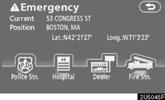 DESTINATION SEARCH Destination search by Emergency 1. Push the DEST button. 2. Touch Emergency on the Destination screen.