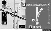 ROUTE GUIDANCE D When approaching a freeway exit or junction When the vehicle approaches an exit or junction, the guidance screen for the freeway will be displayed.