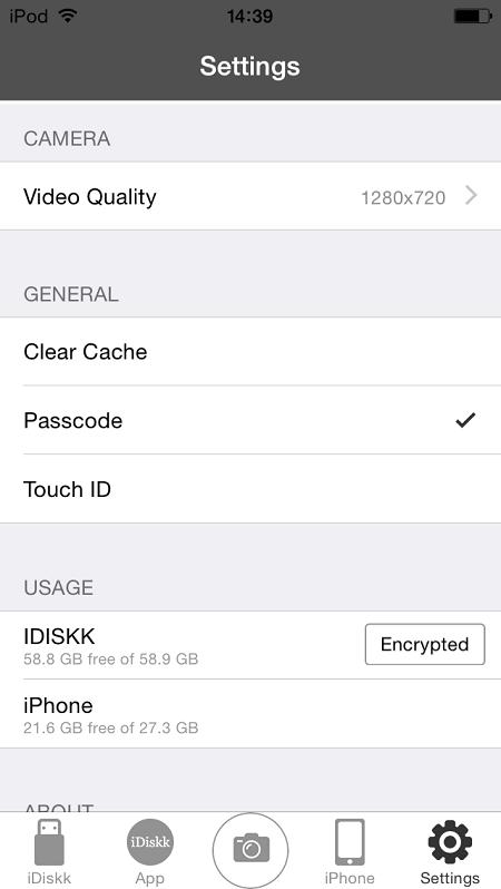 ❼ Advanced Functions It will produce cache while transferring file, you can clear them at any time. Passcode can lock the idiskk Pro app.