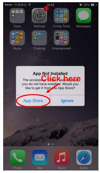 ❶ Install the App When connecting the idiskk Flash Drive for the first time, it will pop up the installation reminder. Please click App Store for downloading it.