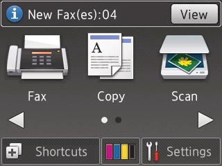 Preview New Faxes Related Models: MFC-J880DW When a fax is received, a message appears on the LCD. This feature is available only for monochrome faxes.