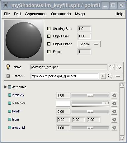 Light Groups (1/2) Save light contributions from different light sources to different files in a single pass. Write custom light shaders that take an extra parameter to set which group they belong to.