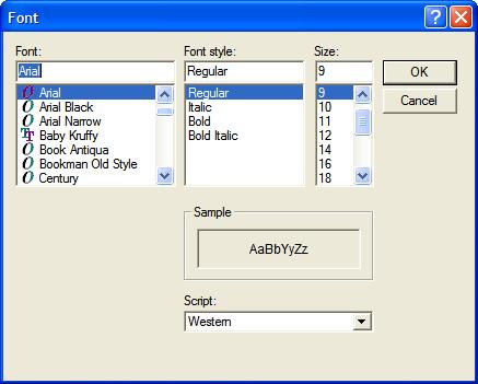 3. Specify new fonts by clicking the button with the name of a font inscribed on it. This action will display the Font Window.