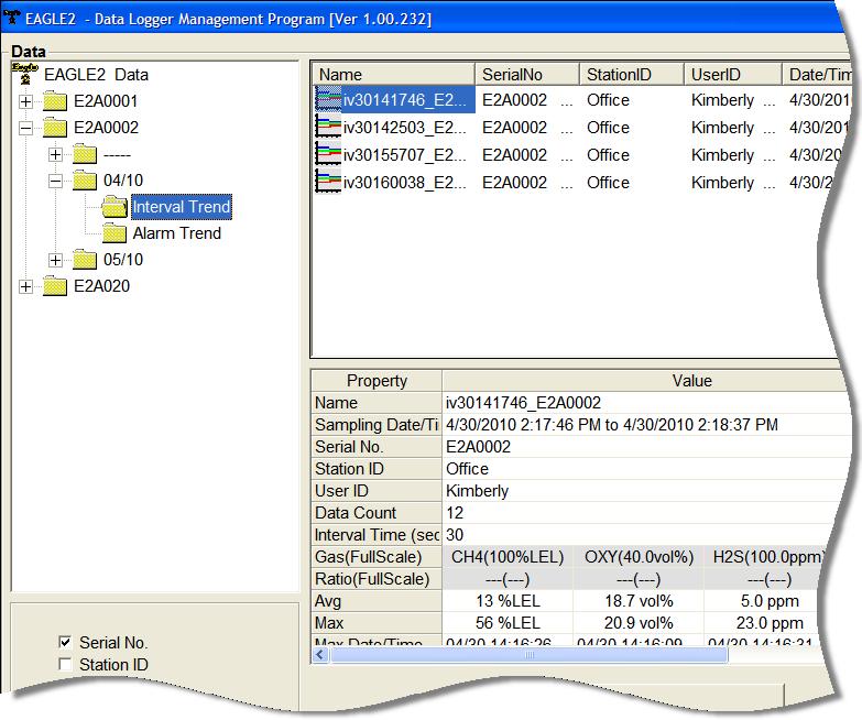 Viewing, Printing, Exporting, and Deleting Data in the Data Window The Eagle 2 logs four types of data files: calibration history, interval trend data, alarm trend data, and event data.