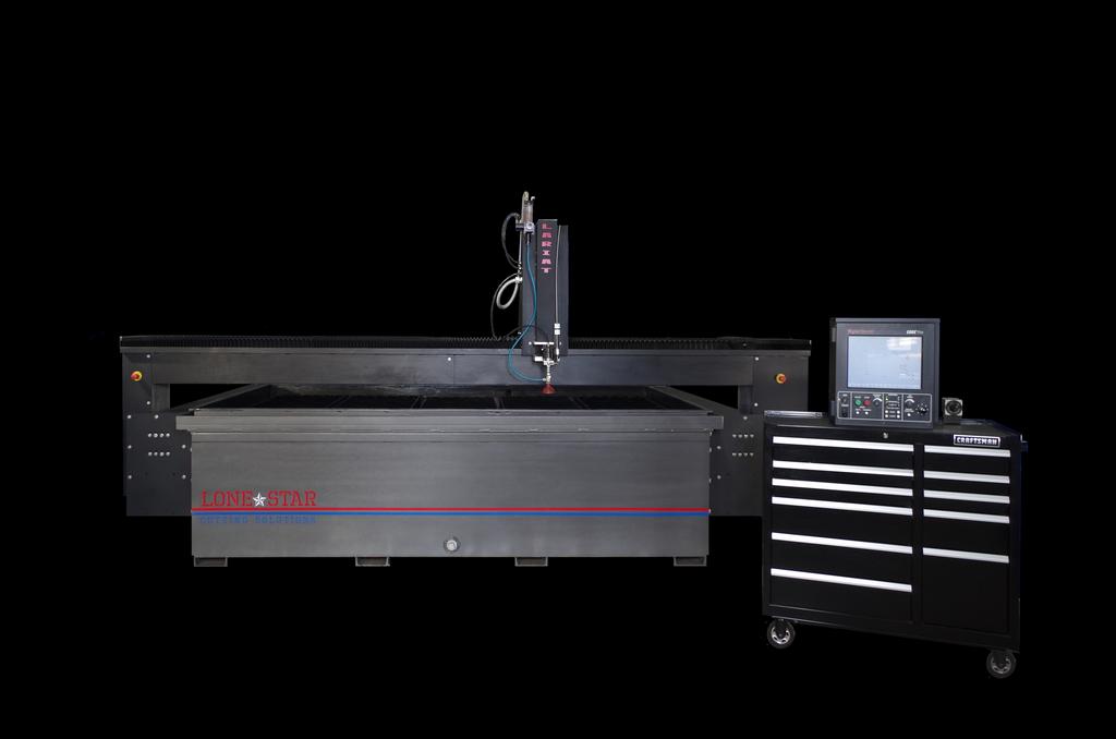 Lariat Waterjet Sizes: Widths: 4, 5, 6 8, 10 Lengths: 8, 10, 12, 16 Tank Height 36 Linear Accuracy: (+/-).002 inches Repeatability: (+/-).001 inches Minimum Cut Speed:.01IPM Max.