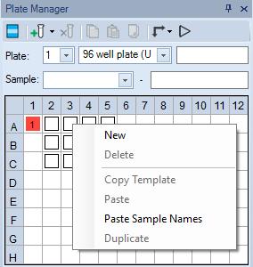 Paste: Same as the Paste Sample(s) on Selected Well(s) tool in the toolbar.
