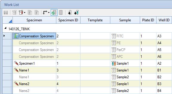 Software Overview Work List 2 Figure 2-16 Work List Window Compared to the Work List in NovoExpress Software with no NovoSampler Pro installed, there are three additional icons shown on the menu bar.