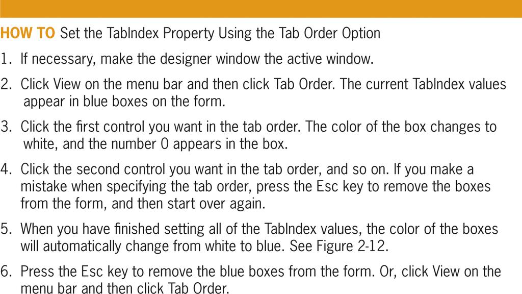 Controlling the Tab Order (cont d.