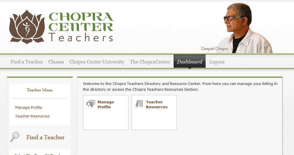 com website should work for this. In the event it does not work, please contact the Chopra Center staff for assistance.