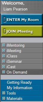 Figure 2-5: Navigation Bar Note. If the Communications Center does not support Meeting Rooms, the ENTER My Room button is replaced with CREATE imeeting.