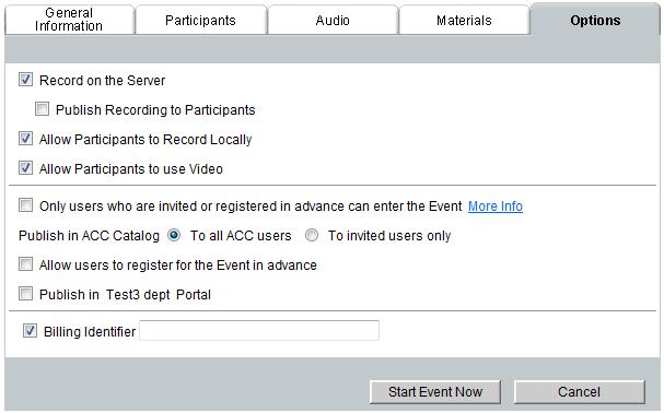 available. If the checkbox is NOT selected (meaning the Event is open to all), the Publish in Department Portal option is also enabled.