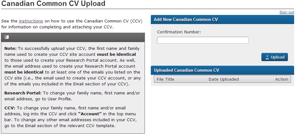 Enter your CCV confirmation number. Click Upload to link to your CCV.