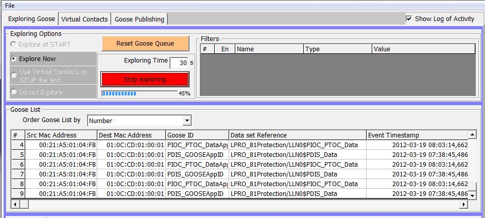 8.3 Publishing GOOSE Messages by Relays Using an IEC 61850 network exploring tool, one can see the published GOOSE messages by the relays (Figure