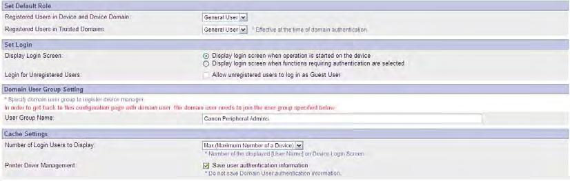 12. For Domain Authentication, if you want to specify a new user group for the domain administrator, enter the new group name in the [User Group Name] text box.