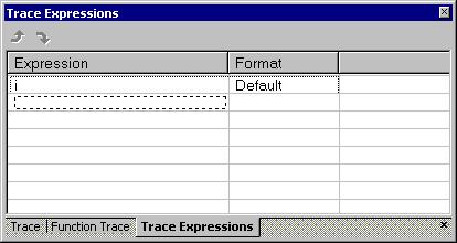 Collecting and using trace data Trace Expressions window The Trace Expressions window is available from the Trace window toolbar.