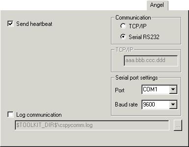 Reference information on C-SPY driver options Angel The Angel options control the C-SPY Angel debug monitor driver.