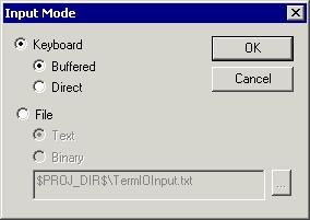 Reference information on application execution Input Mode Opens the Input Mode dialog box where you choose whether to input data from the keyboard or from a file.