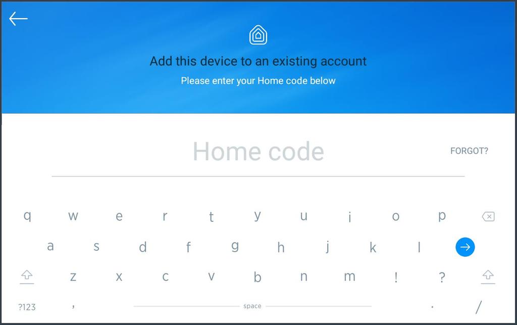 8. Enter your Home code, then tap the Enter key.