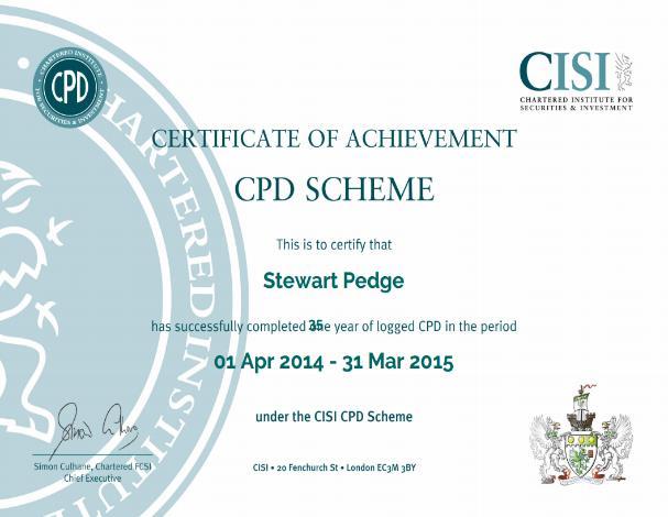 4.4 VIEWING CERTIFICATES FOR PREVIOUS CPD YEARS BACKGROUND It is possible to view a certificate awarded for the successful completion of a specific CPD year. The certificate can also be printed.