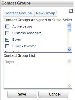 Any groups to which the contact is already assigned are checked. 2. Check any other groups to which to add the contact. 3. Click Save to save the selection.