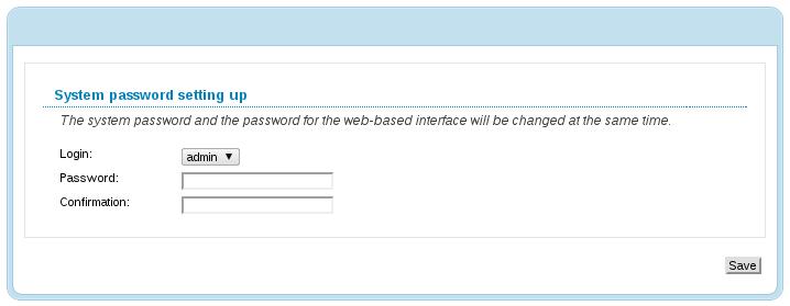 Installation and Connection Figure 17. The page for changing the default administrator password. Enter the new password in the Password and Confirmation fields. Then click the Save button.