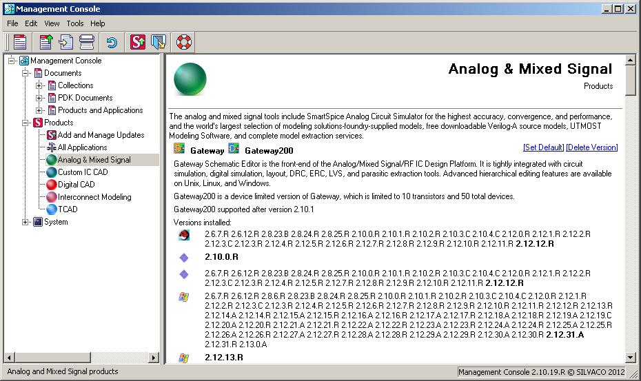 Products Screen Actions 2.3.1 Analog & Mixed Signal Screen The Analog & Mixed Signal screen (Figure 2-7) details all the products that fall into the Analog & Mixed Signal (AMS) package.