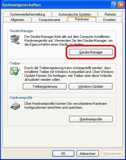 Click on the Device Manager button.