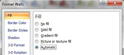 the following should be set to Automatic Fill Border colour Figure 166: Set Fill to