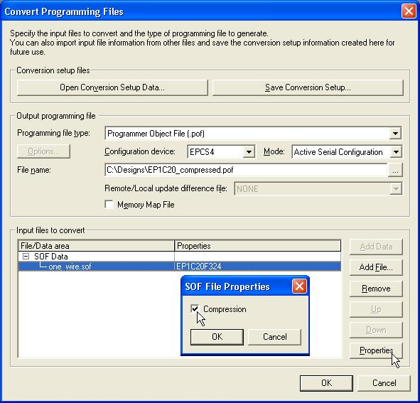 Data Compression Compression can also be enabled when creating programming files from the Convert Programming Files window (Figure 5 3). 1. Click Convert Programming Files (File menu). 2.