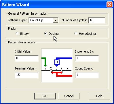 Click on the Pattern Wizard button In the Pattern Wizard window, select the Count Up