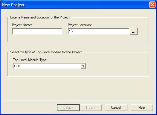 After the program opens start a new project File New Project. A project wizard will open as follows.