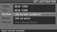 Alternative street numbers will be displayed. 2. Go to Set after you have entered a street number.