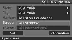 03 Advanced user mode Setting a destination Selecting an address 1. To change the state or city, use the navigation control to move to State and/ or City, 2.