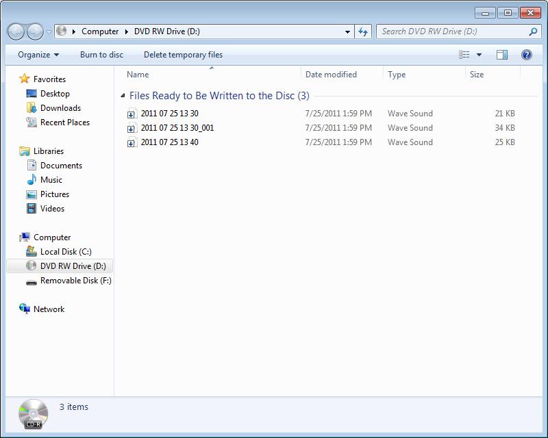 8. While at the DVD RW Drive folder, click the Burn to Disk menu item.