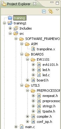 Your project with expanded folders looks like this: Below is some information about the Software Framework files included in the project: trampoline.