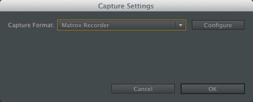 84 Defining your capture settings To capture video and audio in Premiere Pro using your Matrox MXO2 hardware, you must define your capture settings as detailed in this section.